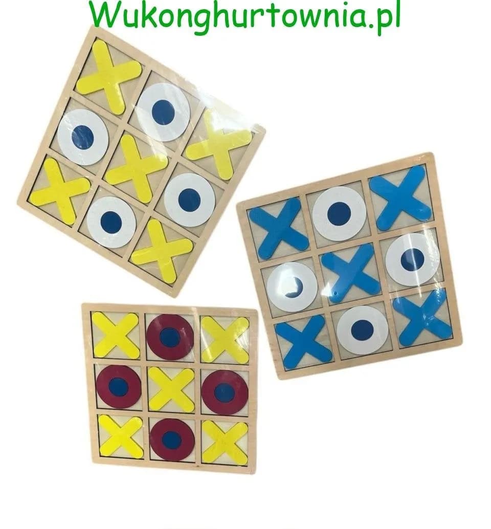 Zabawka Drewniana Edukacyjna Gra Kółko i Krzyżyk 12szt Mix