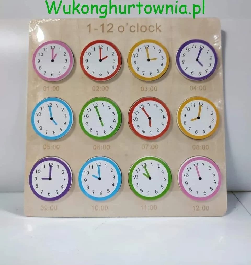 Zabawka Drewniana Edukacyjna - Nauka Zegara 1-12 o'clock