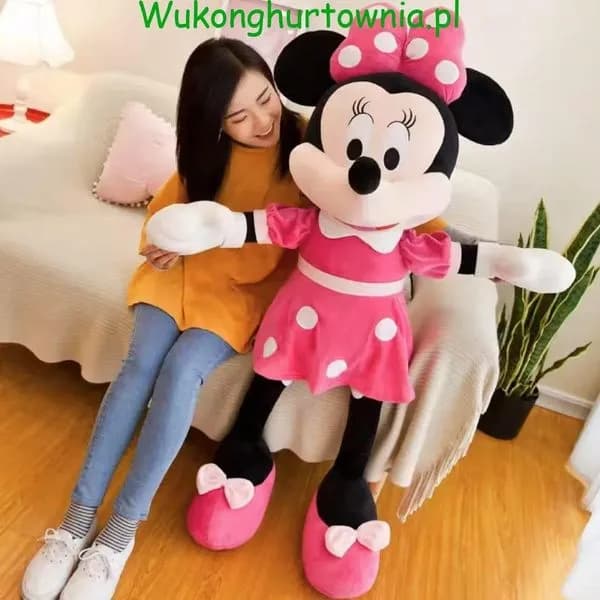 Maskotka Pluszowa Myszka Minnie 95cm Różowa Sukienka w Grochy