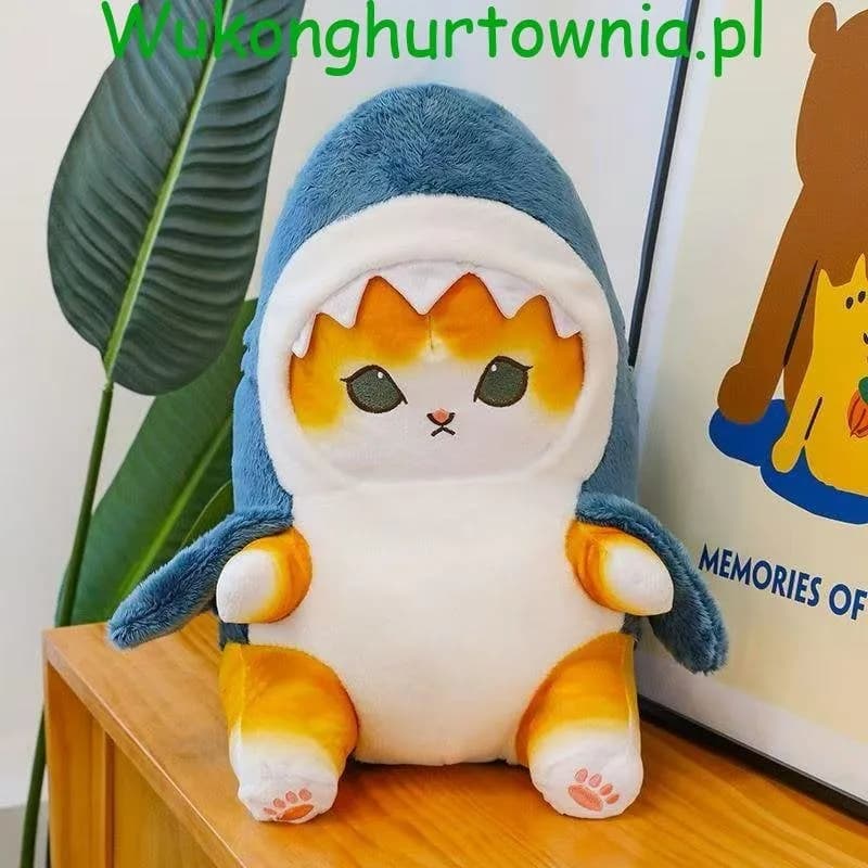 Maskotka Pluszowa Kot w Przebraniu Rekina 30cm