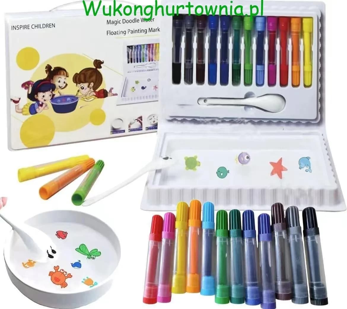 Zestaw Wodne Mazaki Markery Magiczne Pływające 12 kolorów