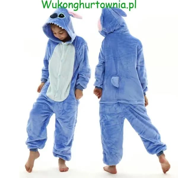 Strój Stitch dla Dzieci 130cm Pajacyk Kigurumi Niebieski Pluszowy