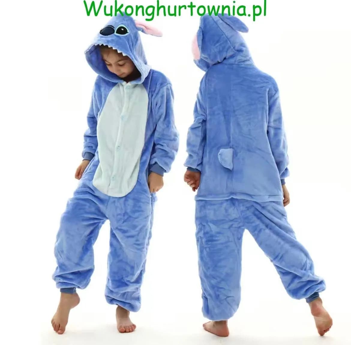 Strój Stitch dla Dzieci 130cm Pajacyk Kigurumi Niebieski Pluszowy