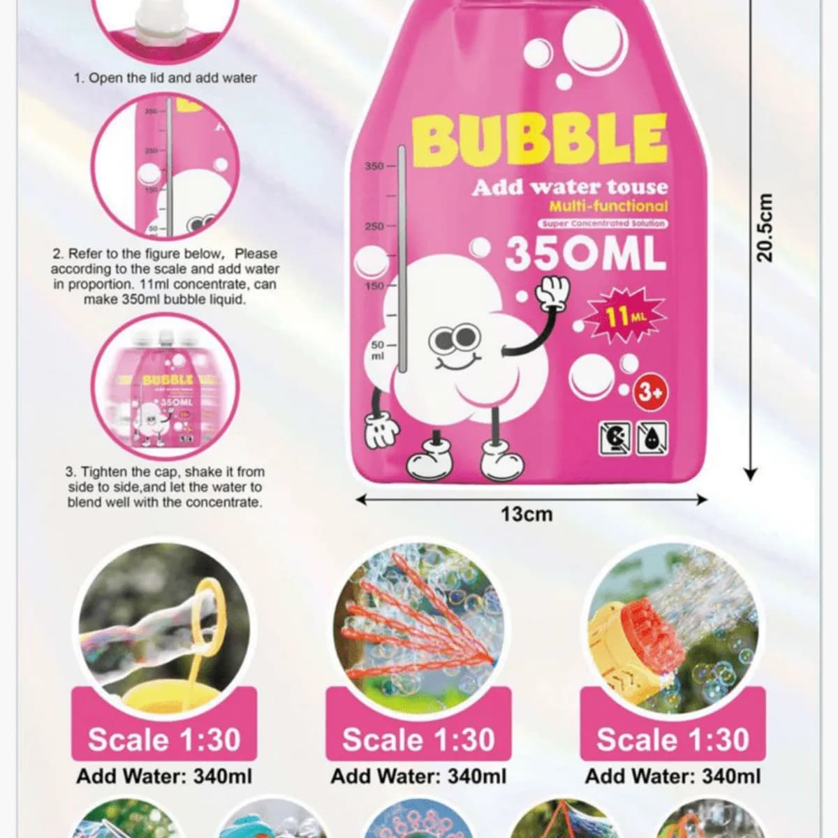 Koncentrat do Baniek Mydlanych Toys 350ml + Kolorowe Saszetki 11ml