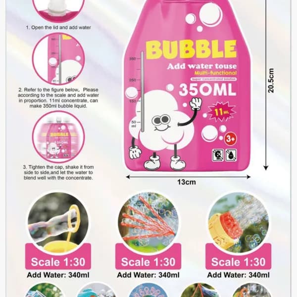 Koncentrat do Baniek Mydlanych Toys 350ml + Kolorowe Saszetki 11ml