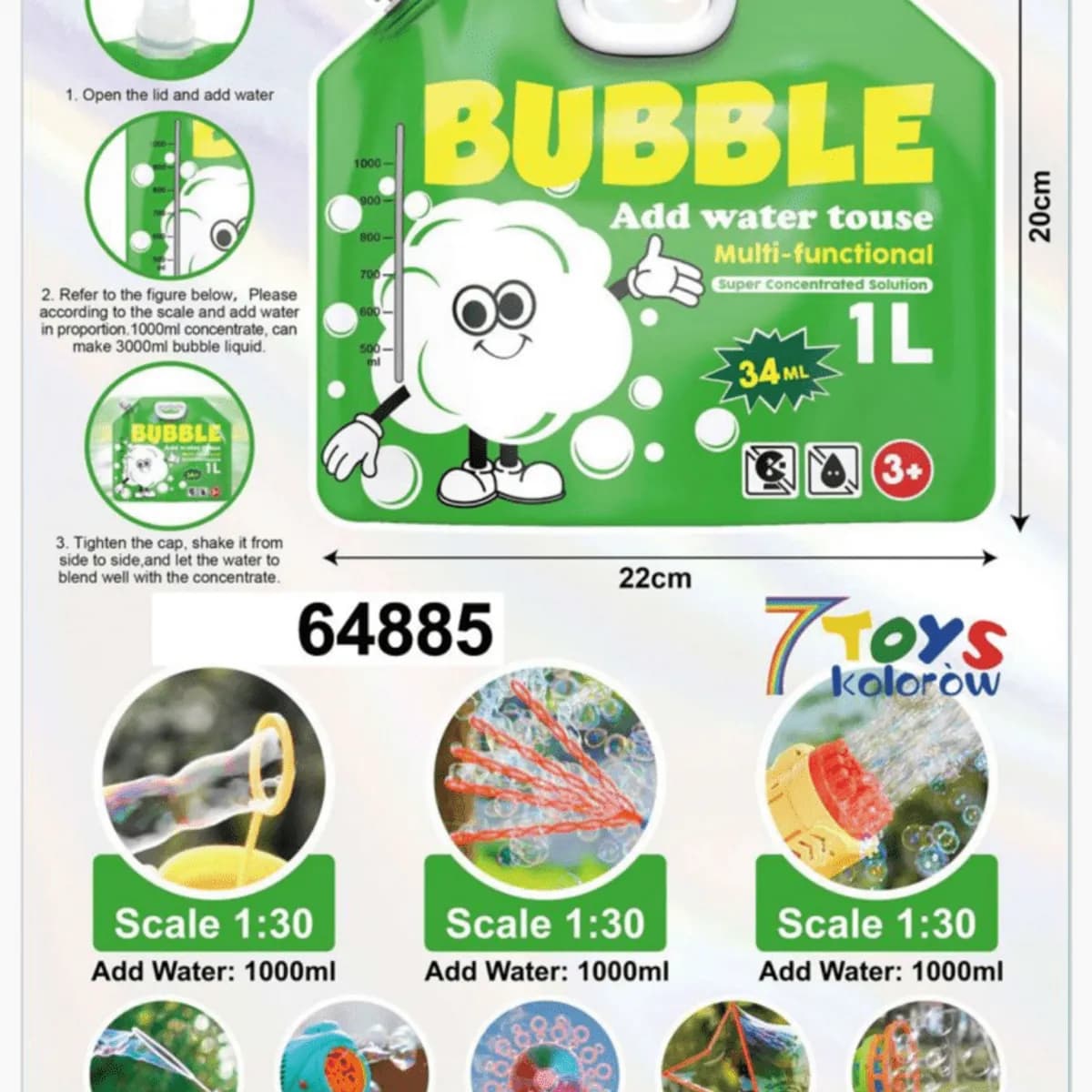 Koncentrat do Baniek Mydlanych 1l Saszetka 22x20cm 7 Toys