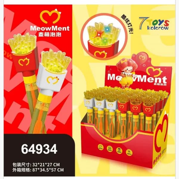 Miecz na Bańki Mydlane Frytki z Podświetleniem LED, 24 szt/paczka