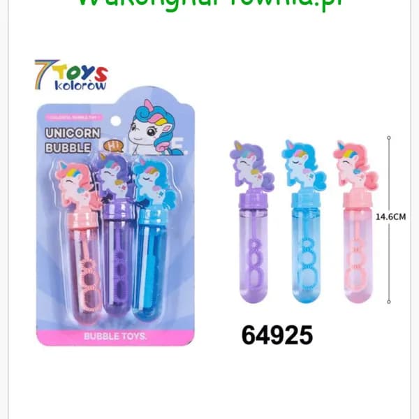 Zestaw Bańki Mydlane Jednorożec Unicorn 14.6cm 3szt 7 Toys