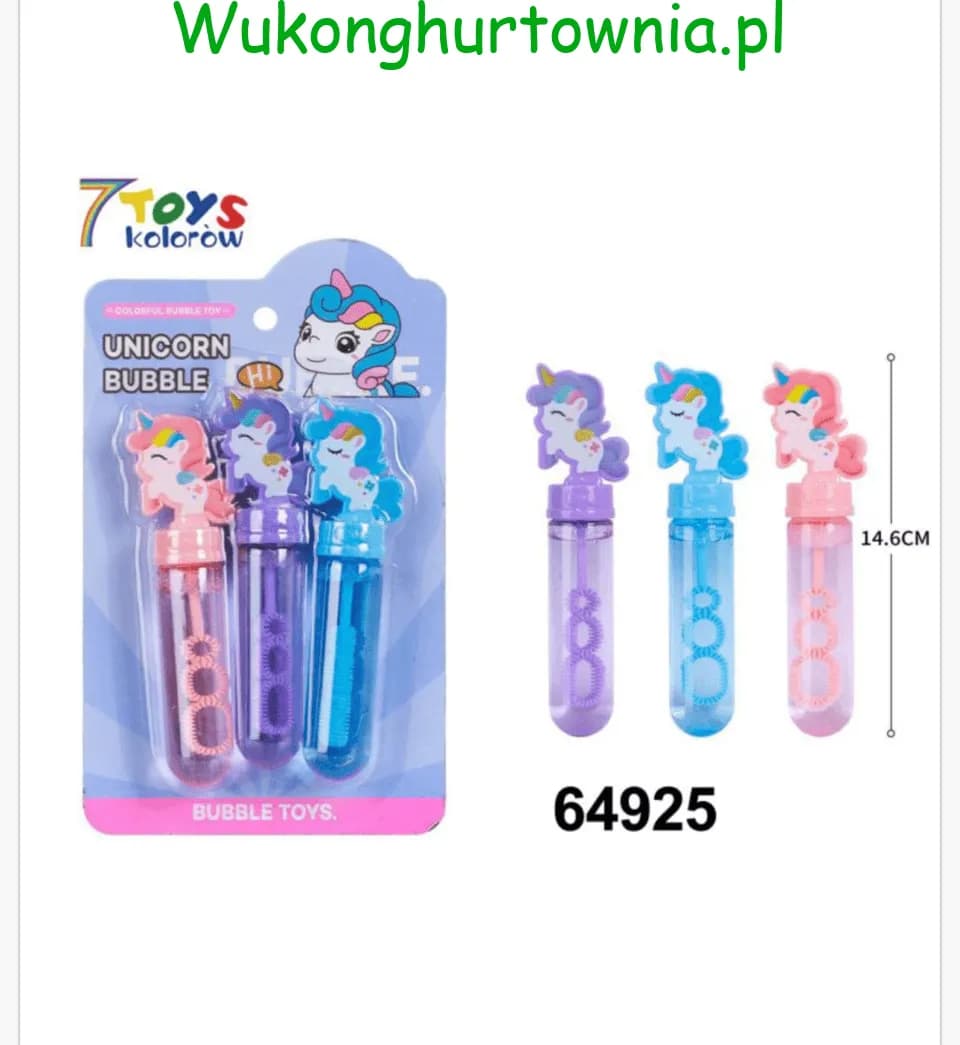 Zestaw Bańki Mydlane Jednorożec Unicorn 14.6cm 3szt 7 Toys