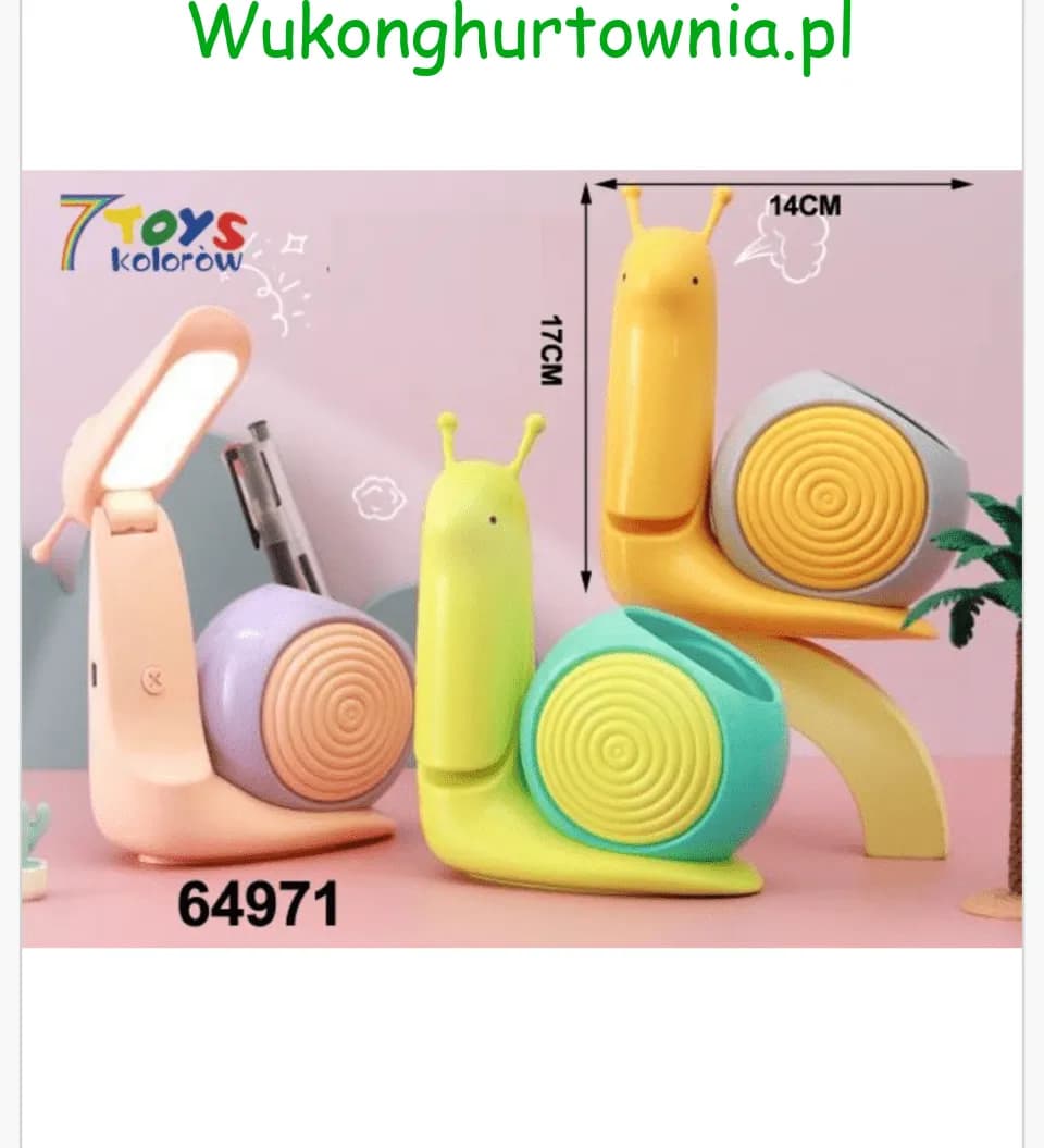 Lampka Stojąca Ślimak z Organizerem 17x14cm LED Mix Kolorów