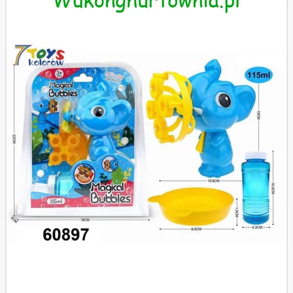 Bańki Mydlane Maszynka Słoń 115ml Zestaw 6 szt.