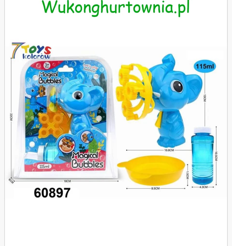 Bańki Mydlane Maszynka Słoń 115ml Zestaw 6 szt.