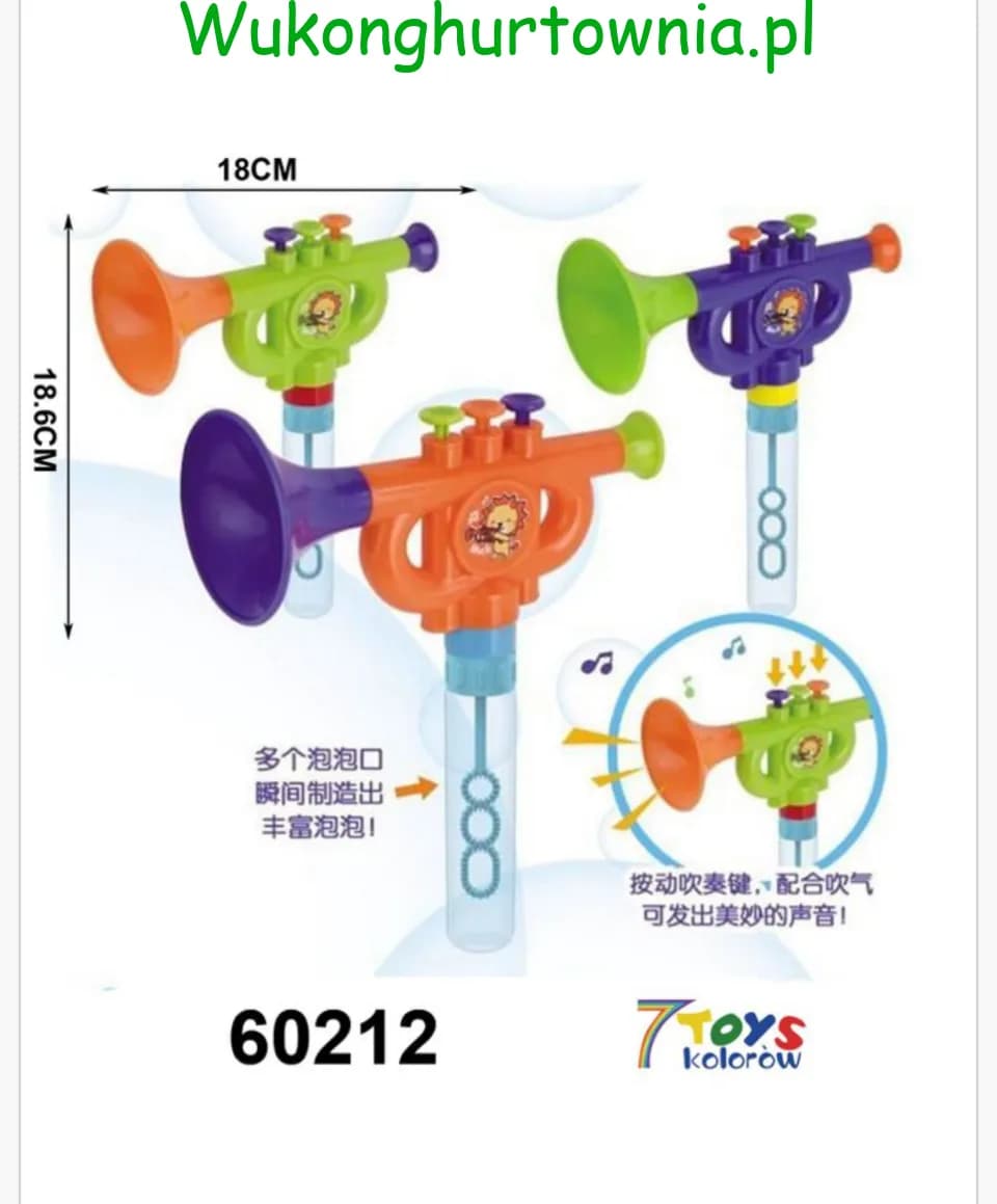 Trąbka do baniek mydlanych 18x18.6cm 12 szt. PK15994