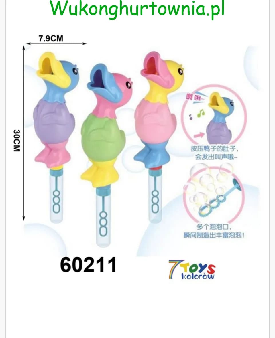 Miecz na Bańki Mydlane Kaczka z Dźwiękiem 30cm 12szt
