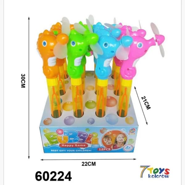 Miecz na Bańki Mydlane 30cm Konik Morski z Wiatraczkiem 12szt