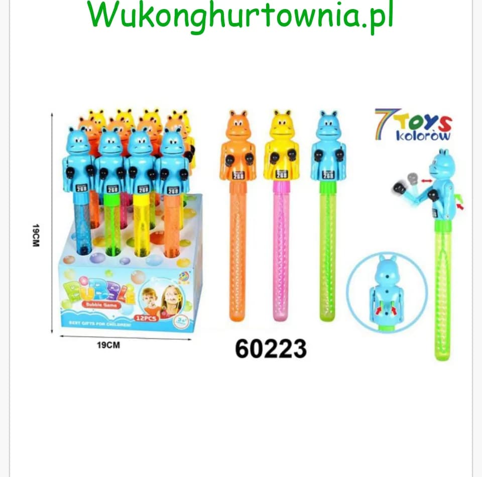 Miecz na Bańki Mydlane Hipopotam 19cm - 12 szt.