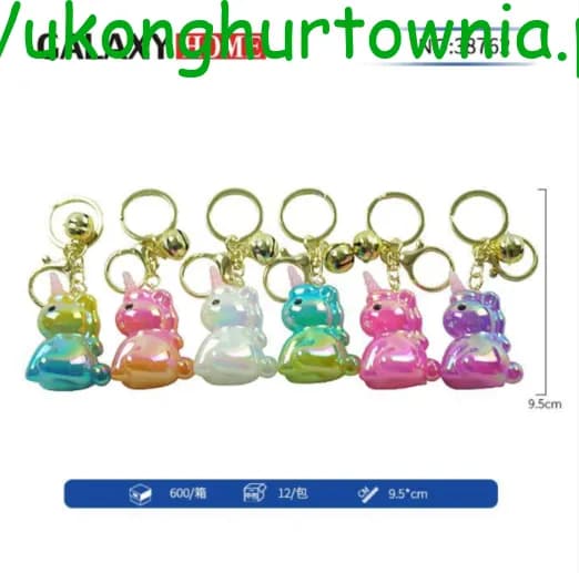 Brelok do Kluczy Jednorożec Opalizujący 9.5cm - 12 szt.