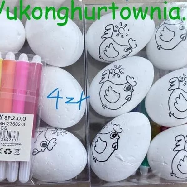 Wielkanoc Dekoracja - Zestaw 11 el. Jajka do Malowania + Pisaki