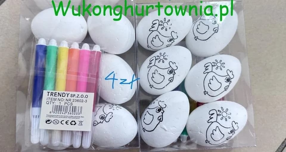 Wielkanoc Dekoracja - Zestaw 11 el. Jajka do Malowania + Pisaki