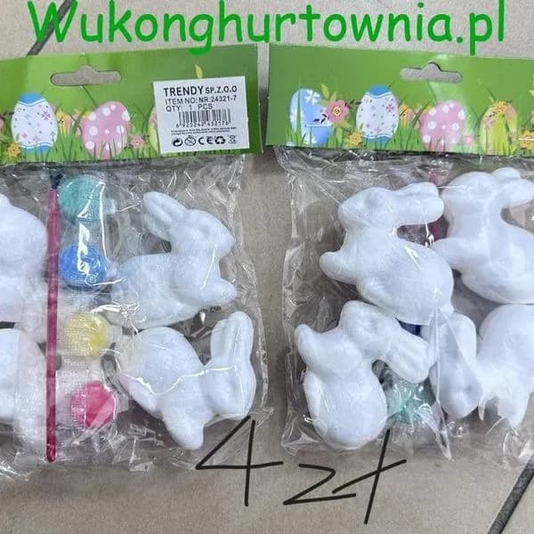 Wielkanoc Dekoracja - Zestaw DIY Zajączki z Farbami 11 szt
