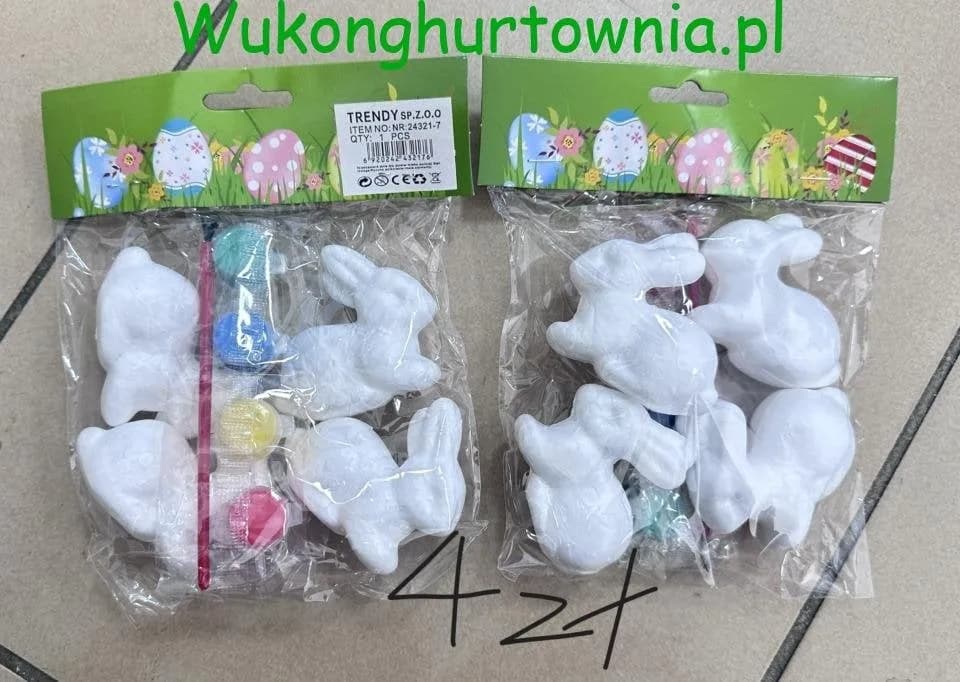 Wielkanoc Dekoracja - Zestaw DIY Zajączki z Farbami 11 szt