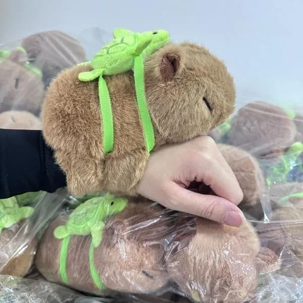 Maskotka na Rękę Kapibara z Zielonym Żółwiem Pluszowa