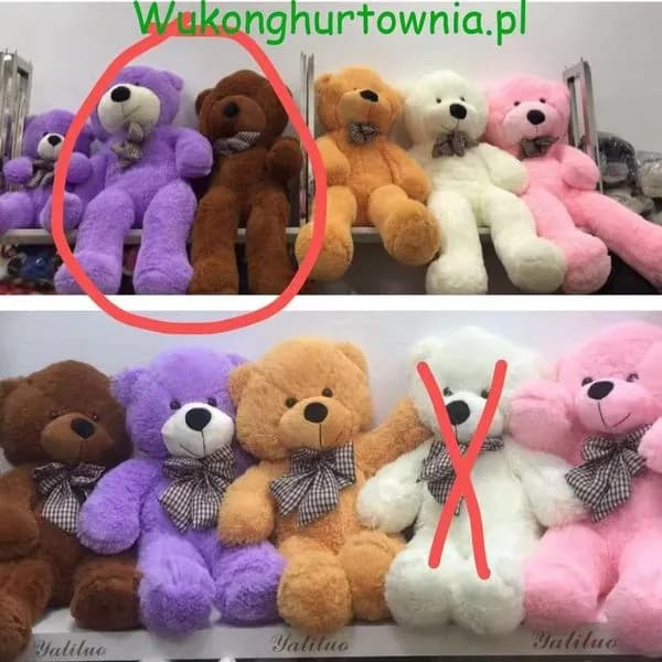 Maskotka Pluszowa Miś 120cm z Kokardą Mix Kolorów