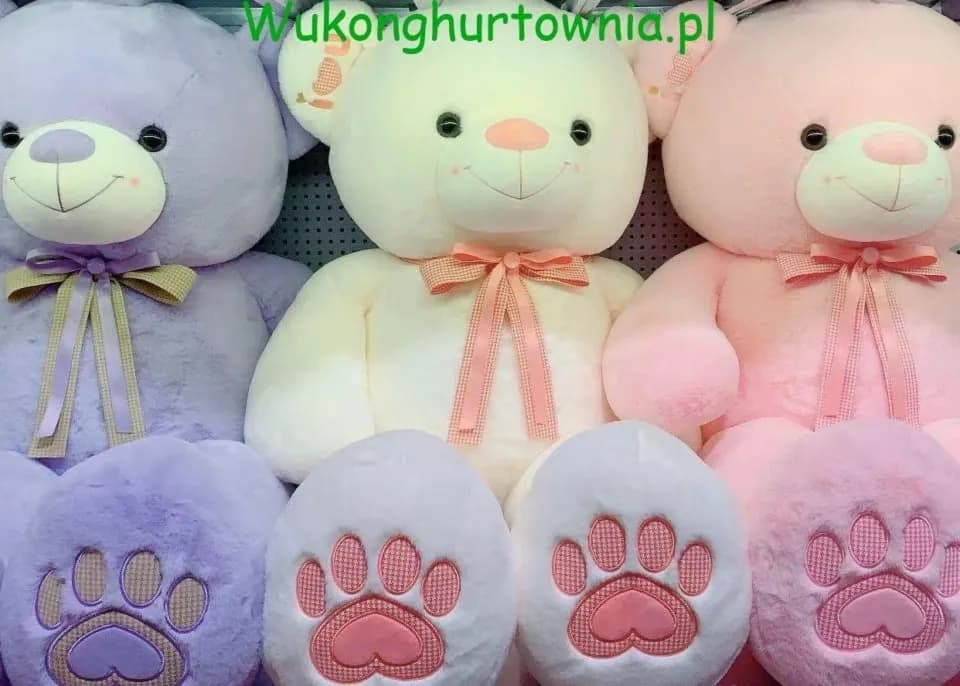 Maskotka Pluszowa Miś 120cm z Kokardą i Haftem Mix Kolorów