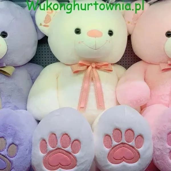 Maskotka Pluszowa Miś 140cm z Kokardą i Haftem - Mix Kolorów