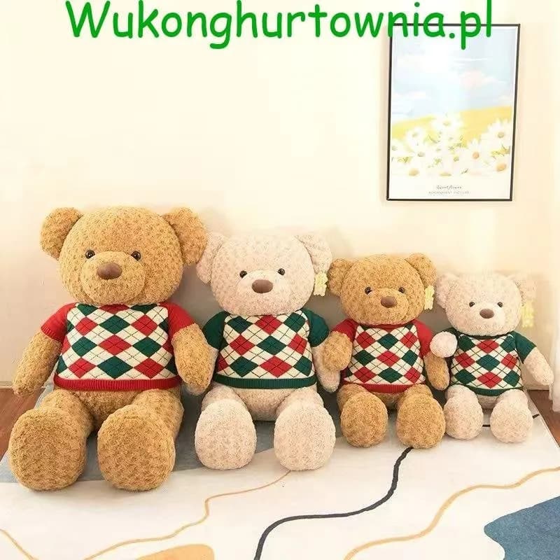 Maskotka Pluszowa Miś 80cm w Sweterku w Romby Zielony