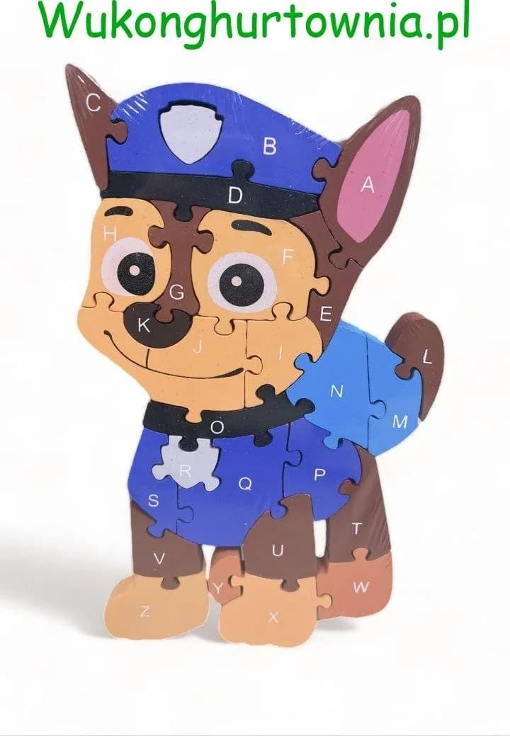 Zabawka Drewniana Puzzle Paw Patrol Chase Alfabet Edukacyjne