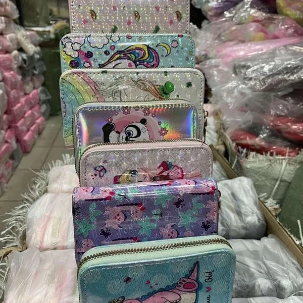 Mini Portfel z Kreskówek dla Dzieci, Brokatowy na Zamek, Mix Wzorów