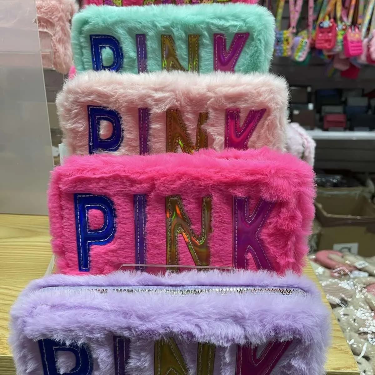 Mini Portfel z Kreskówek dla Dzieci Pluszowy Futrzany Mix Kolorów