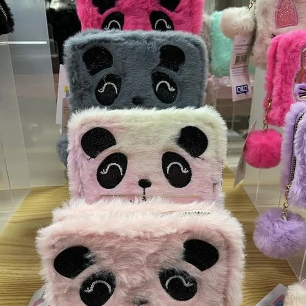 Mini Portfel z Kreskówek dla Dzieci, Pluszowa Panda, 12 szt.