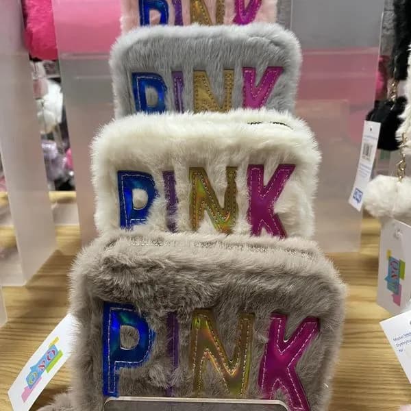 Mini Portfel z Kreskówek dla Dzieci Futrzany PINK