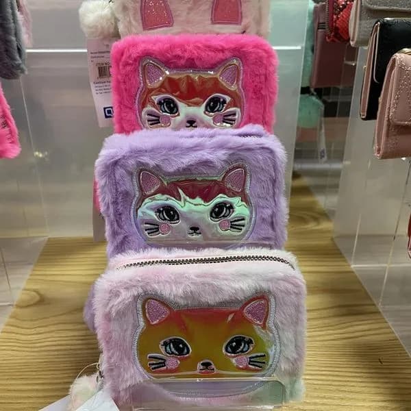 Mini Portfel z Kreskówek dla Dzieci Pluszowy Kotek 12szt