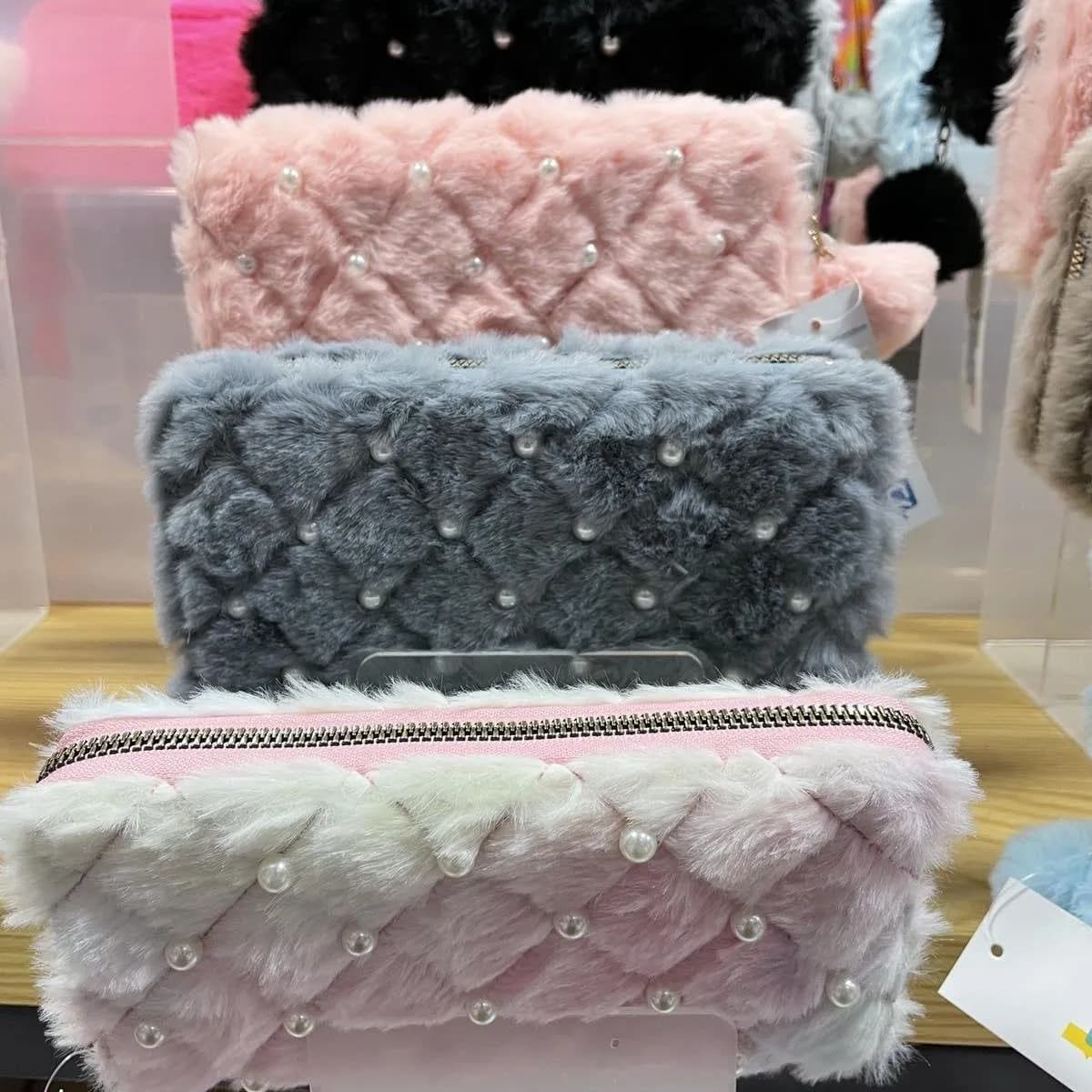 Mini Portfel z Kreskówek dla Dzieci, Pluszowy z Perłami, 12 szt.