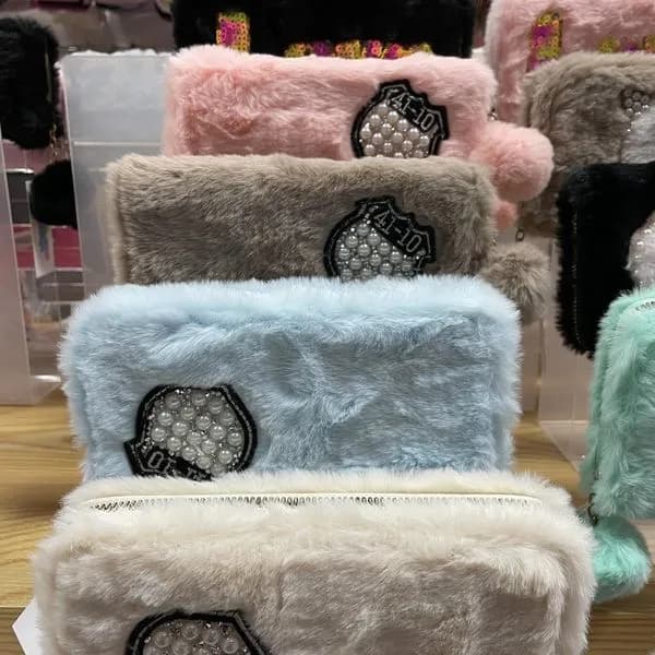 Mini Portfel z Kreskówek dla Dzieci, Pluszowy z Perełkami