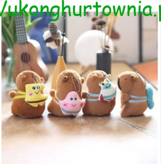 Brelok do Kluczy Pluszowa Kapibara z Plecakiem, 12 szt.