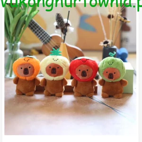 Brelok do Kluczy Pluszowa Kapibara w Owocowej Czapce Mix 12szt