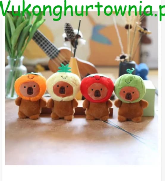 Brelok do Kluczy Pluszowa Kapibara w Owocowej Czapce Mix 12szt