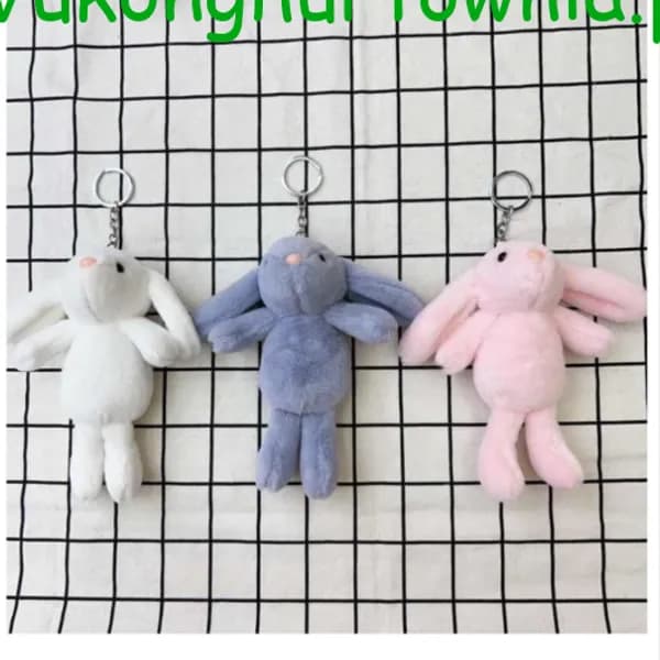 Brelok do Kluczy Pluszowy Królik Mix Kolorów 12 szt.