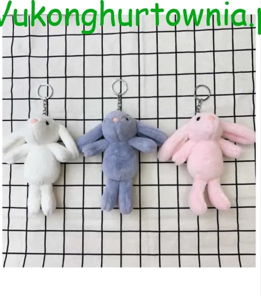 Brelok do Kluczy Pluszowy Królik Mix Kolorów 12 szt.