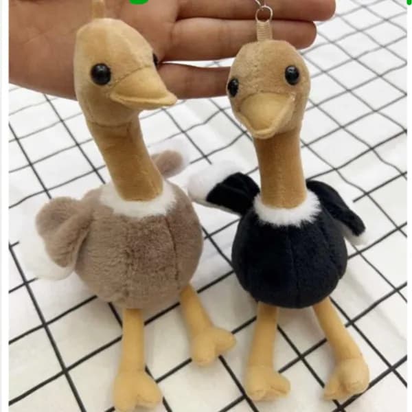 Brelok do Kluczy Pluszowy Struś Mix Kolorów 12 szt.