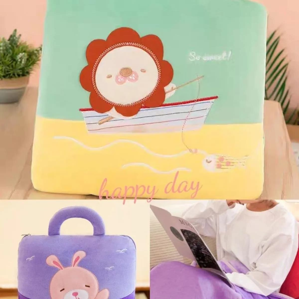 Kocyk dla Dzieci 100x150cm Poduszka 2w1 z Rączką Mix Wzorów