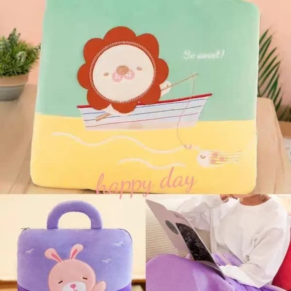 Kocyk dla Dzieci 100x150cm Poduszka 2w1 z Rączką Mix Wzorów