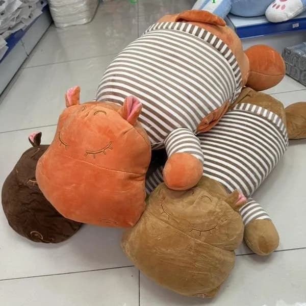 Maskotka Hipopotam w Paski Mix Kolorów na Kocyk 6szt