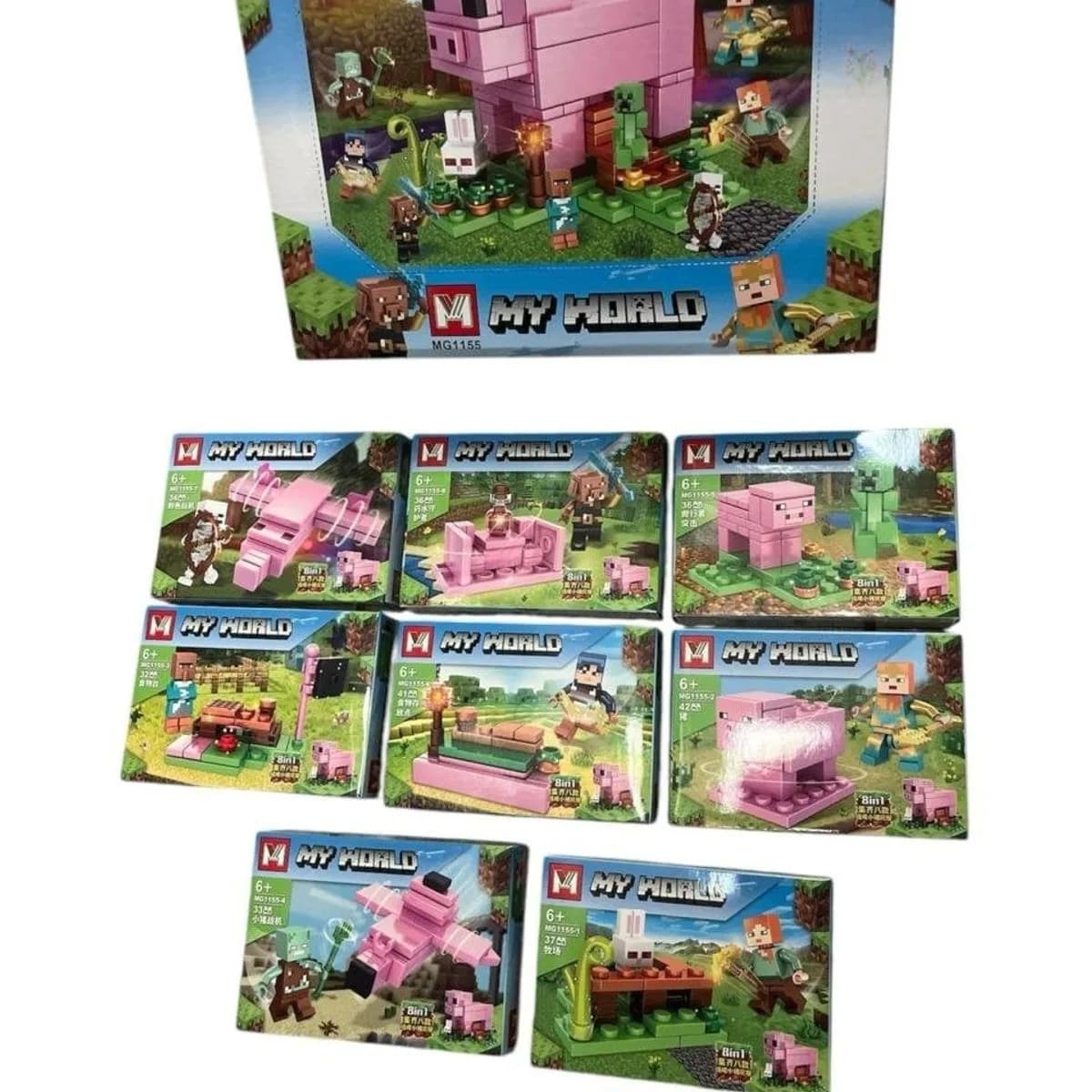 Klocki My World 16 szt - Zestaw Konstrukcyjny 8w1 Motyw Świnka