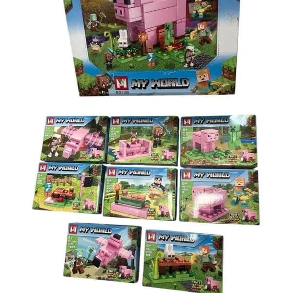 Klocki My World 16 szt - Zestaw Konstrukcyjny 8w1 Motyw Świnka