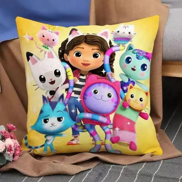 Poduszka 45x45cm Koci Domek Gabi Żółta Dekoracyjna